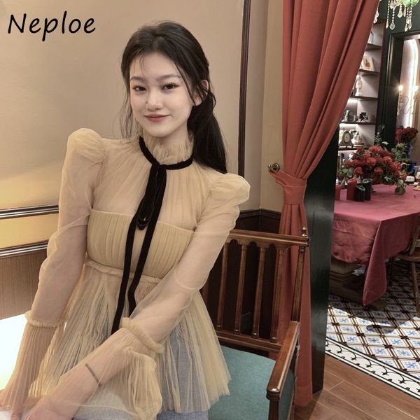 neploe elegant mesh patchwork solid blouse women bow design o neck flare long sleeve pullover blusas spring shirt femme 210510, White
neploe elegant mesh patchwork solid blouse women bow design o neck flare long sleeve pullover blusas spring shirt femme 210510, White