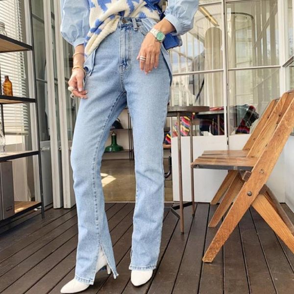 women's jeans autumn fashion women denim high-waist straight for side split vintage, Blue
women's jeans autumn fashion women denim high-waist straight for side split vintage, Blue