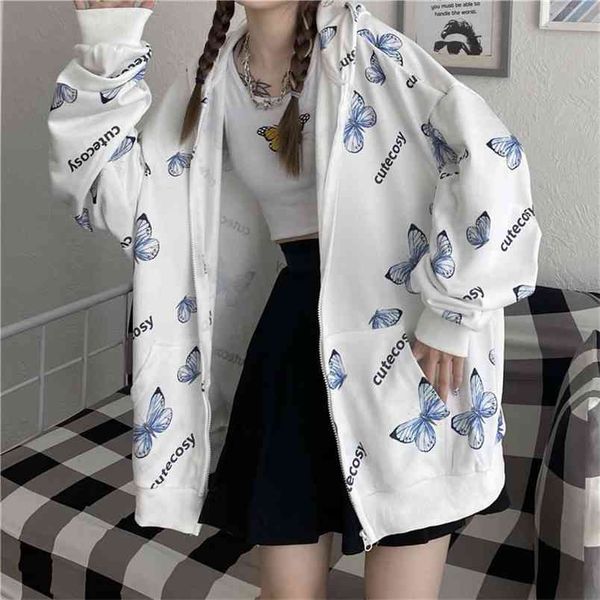 summer harajuku butterfly hoodie with zipper women sweatshirt spring oversized hoodies outerwear plus size 210910, Black
summer harajuku butterfly hoodie with zipper women sweatshirt spring oversized hoodies outerwear plus size 210910, Black