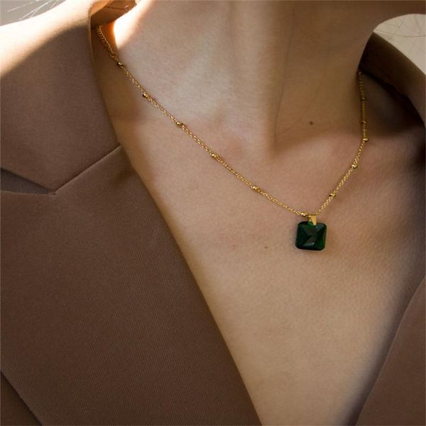 pendant necklaces luxury green cubic zirconia gold chain jewelry necklace for woman exquisite fashion stainless steel clavicle, Silver
pendant necklaces luxury green cubic zirconia gold chain jewelry necklace for woman exquisite fashion stainless steel clavicle, Silver