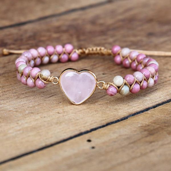 charm bracelets 4mm rhodonite pink crystal heart women bohemia yoga string braided wrap bracelet handmade jewelry, Golden;silver
charm bracelets 4mm rhodonite pink crystal heart women bohemia yoga string braided wrap bracelet handmade jewelry, Golden;silver