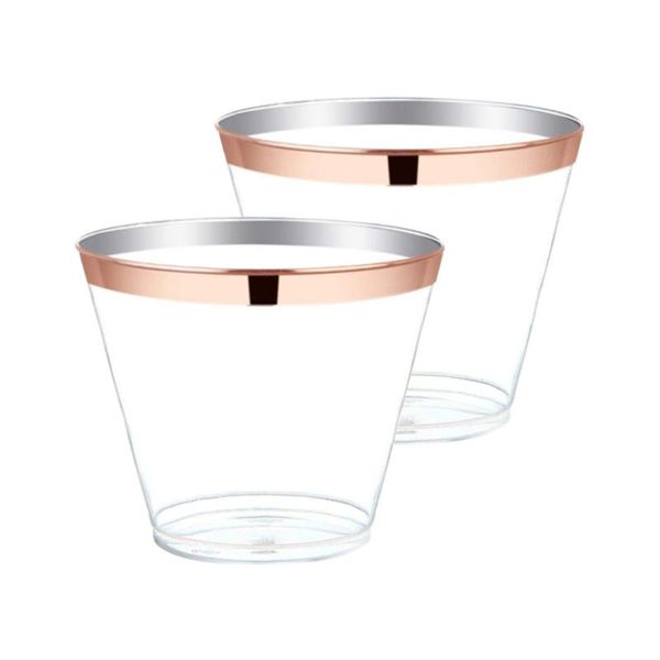 cups & saucers 50pcs disposable rose gold rimmed 9oz transparent for wedding birthday parties
cups & saucers 50pcs disposable rose gold rimmed 9oz transparent for wedding birthday parties
