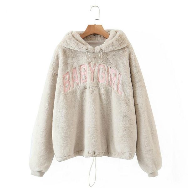 women's fur & faux womens letter print pullover ladies pockets soft hooded loose trendy street style overcoat autumn winter, Black
women's fur & faux womens letter print pullover ladies pockets soft hooded loose trendy street style overcoat autumn winter, Black