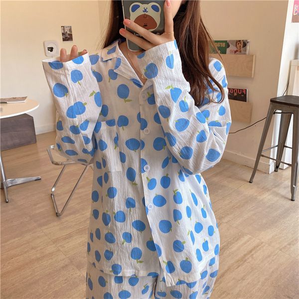 sleepwear autumn fashion lapel dot print cotton long sleeve pants set pajamas women korean casual versatile home wear, Black;red
sleepwear autumn fashion lapel dot print cotton long sleeve pants set pajamas women korean casual versatile home wear, Black;red