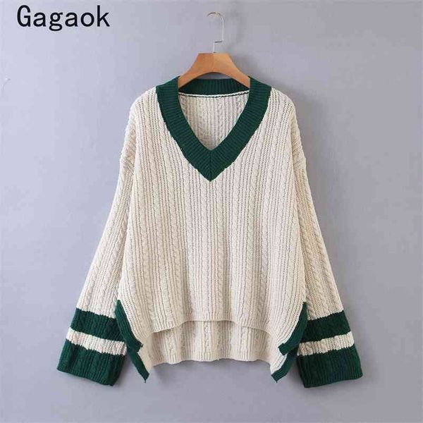 preppy style women fashion knitted sweater spring autumn v-neck patchwork loose casual student wild pullovers 210531, White;black
preppy style women fashion knitted sweater spring autumn v-neck patchwork loose casual student wild pullovers 210531, White;black