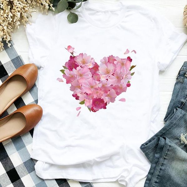 90s love floral flower cute womens fashion print tee female graphic, White
90s love floral flower cute womens fashion print tee female graphic, White