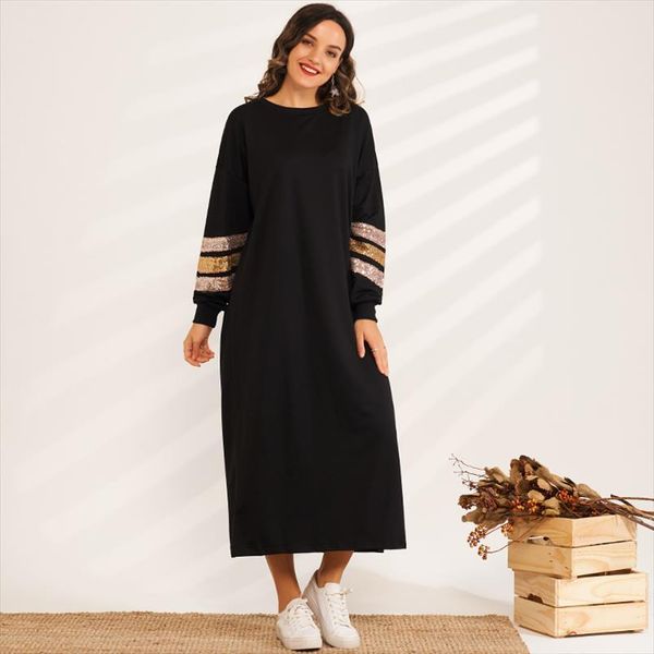 product fashion sequin stitching womens dress thin loose slim sweater long casual sports, Black;gray
product fashion sequin stitching womens dress thin loose slim sweater long casual sports, Black;gray