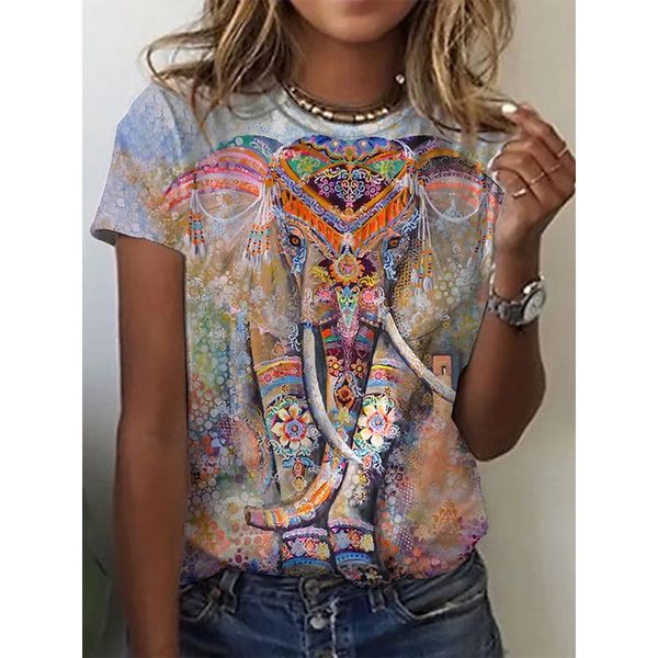 elephant print ladies fashion style 3d printing round neck casual streetwear summer basic short-sleeved t-shirt, White
elephant print ladies fashion style 3d printing round neck casual streetwear summer basic short-sleeved t-shirt, White