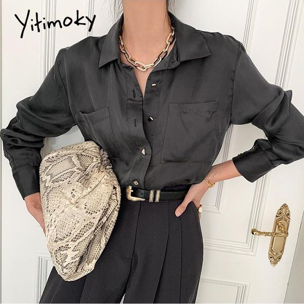 women's blouses & shirts yitimoky blouse women clothing solid office lady 2021 spring autumn french spain fashion vintage turn-down co, White
women's blouses & shirts yitimoky blouse women clothing solid office lady 2021 spring autumn french spain fashion vintage turn-down co, White