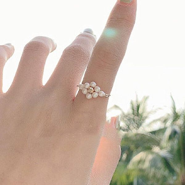 cluster rings 14k gold filled ladies ring simple pearl accessories adjustable tassel exquisite jewelry 2021 summer, Golden;silver