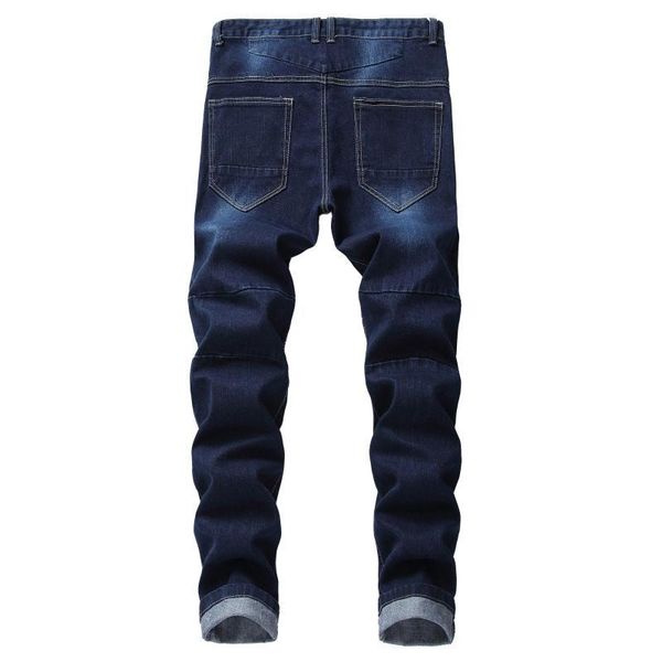 men's jeans casual motorcycle pleated cotton stretch slim straight denim trousers dark blue fashion pants mu51
men's jeans casual motorcycle pleated cotton stretch slim straight denim trousers dark blue fashion pants mu51