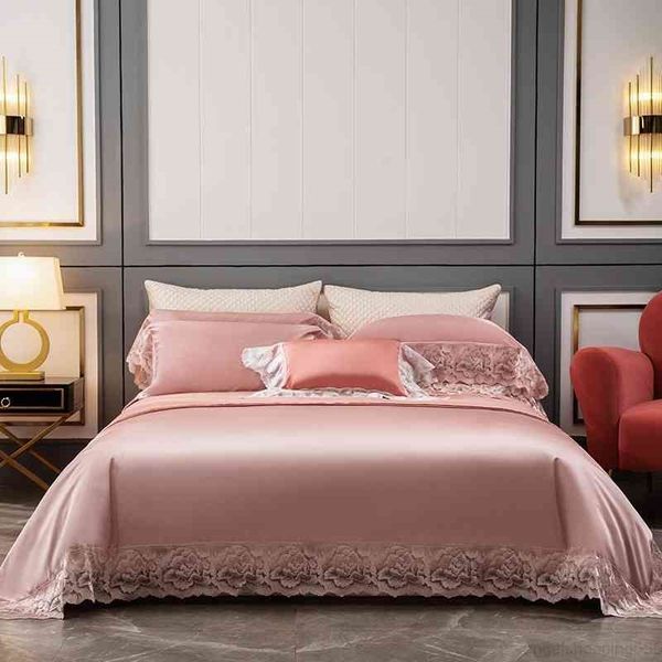 luxurious rose golden satin like silk and cotton bedding sets chic lace duvet cover pillowcases flat bed sheet king size
luxurious rose golden satin like silk and cotton bedding sets chic lace duvet cover pillowcases flat bed sheet king size