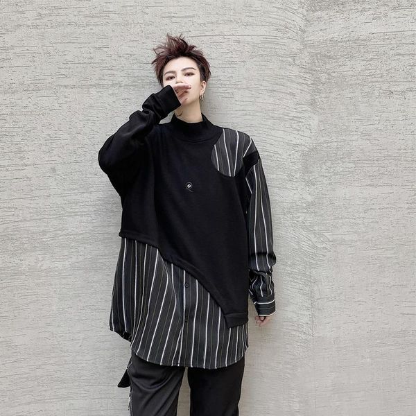 men's casual shirts men's spring and autumn classic dark personality fake two stripes mosaic design loose large size shirt, White;black
men's casual shirts men's spring and autumn classic dark personality fake two stripes mosaic design loose large size shirt, White;black