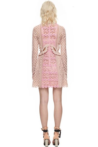 quality spring autumn high neck runway dress long sleeve cute pink embroidery women patchwork lace mini dresses, Black;gray
quality spring autumn high neck runway dress long sleeve cute pink embroidery women patchwork lace mini dresses, Black;gray