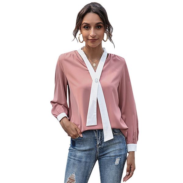 women chiffon blouse casual v-neck bow tie patchwork long sleeve office lady shirt autumn spring fashion pink blouse femme blusa 210412, White
women chiffon blouse casual v-neck bow tie patchwork long sleeve office lady shirt autumn spring fashion pink blouse femme blusa 210412, White