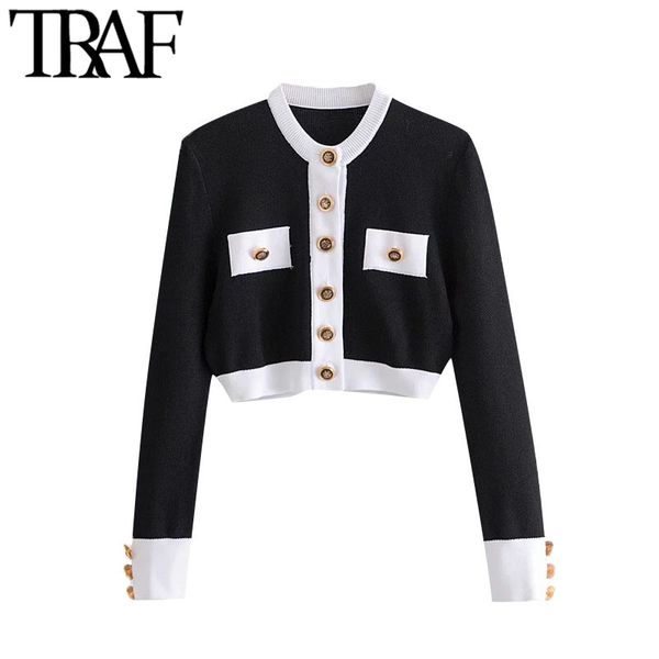 traf women fashion with buttons cropped knitted cardigan sweater vintage o neck long sleeve female outerwear chic 210415, White;black
traf women fashion with buttons cropped knitted cardigan sweater vintage o neck long sleeve female outerwear chic 210415, White;black