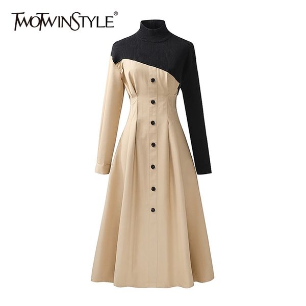 temperament patchwork knitted dress for women turtleneck long sleeve high waist elegant dresses female 210520, Black;gray
temperament patchwork knitted dress for women turtleneck long sleeve high waist elegant dresses female 210520, Black;gray