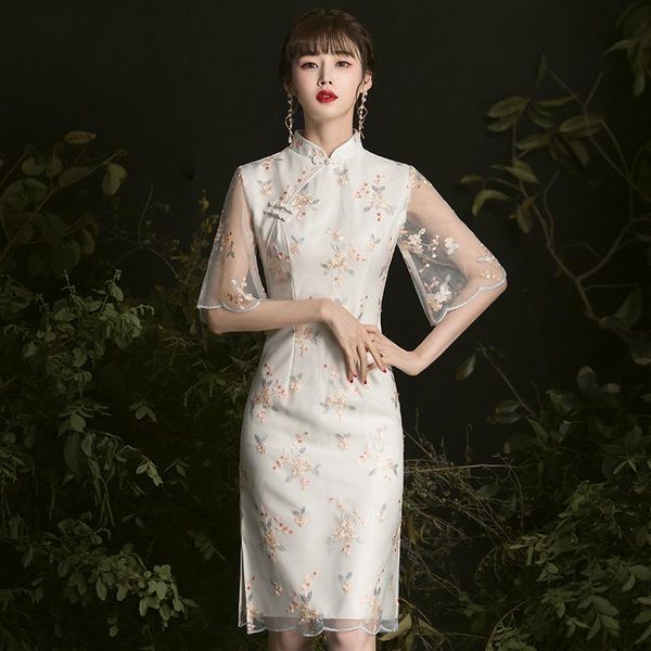 ethnic clothing chinese style women's traditional dress embroidered lace medium length cheongsam ancient qipao slim, Red
ethnic clothing chinese style women's traditional dress embroidered lace medium length cheongsam ancient qipao slim, Red
