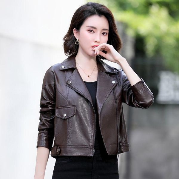 women's leather & faux women 's jacket 2021 spring and autumn youth loose casual all -matching biker's, Black
women's leather & faux women 's jacket 2021 spring and autumn youth loose casual all -matching biker's, Black