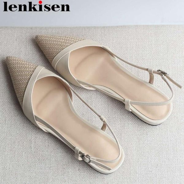 lenkisen concise style low heels buckle strap pointed toe women sandals slingback genuine leather summer elegant lady shoes l23, Black
lenkisen concise style low heels buckle strap pointed toe women sandals slingback genuine leather summer elegant lady shoes l23, Black