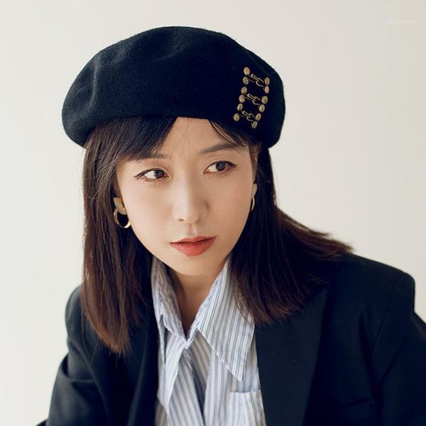 berets designer women winter wool british vintage mushroon hat golden metal buckle knitting artist cap painter woolen beanie, Blue;gray
berets designer women winter wool british vintage mushroon hat golden metal buckle knitting artist cap painter woolen beanie, Blue;gray