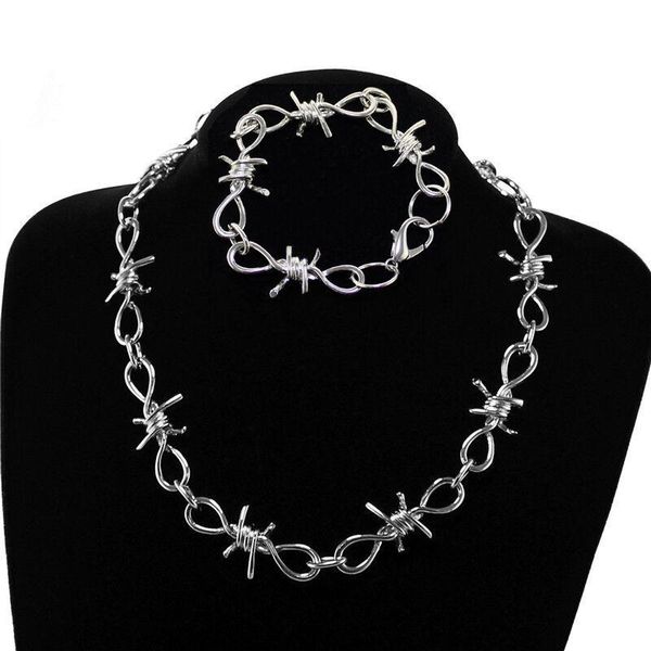 barbed wire necklace gothic thorns choker bracelet punk hip hop rock stainless steel set gift for women girls chains, Silver
barbed wire necklace gothic thorns choker bracelet punk hip hop rock stainless steel set gift for women girls chains, Silver