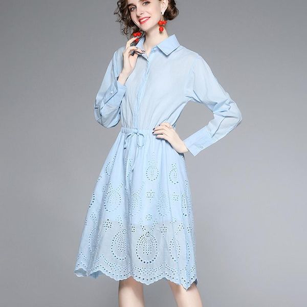 casual dresses autumn women sweet turn-down collar hollow out embroidery high waist vintage dress, Black;gray
casual dresses autumn women sweet turn-down collar hollow out embroidery high waist vintage dress, Black;gray