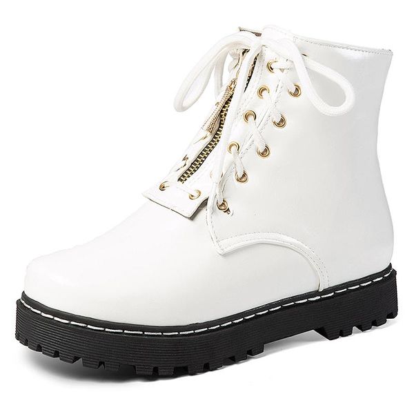 boots big size lace up women shoes ankle for ladies woman winter, Black