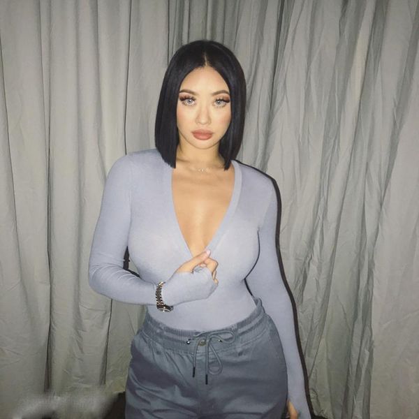 women's jumpsuits & rompers uhhfuyf fashion deep v-neck women style stretchy fitness grey long sleeves soft material female bodysuit, Black;white
women's jumpsuits & rompers uhhfuyf fashion deep v-neck women style stretchy fitness grey long sleeves soft material female bodysuit, Black;white