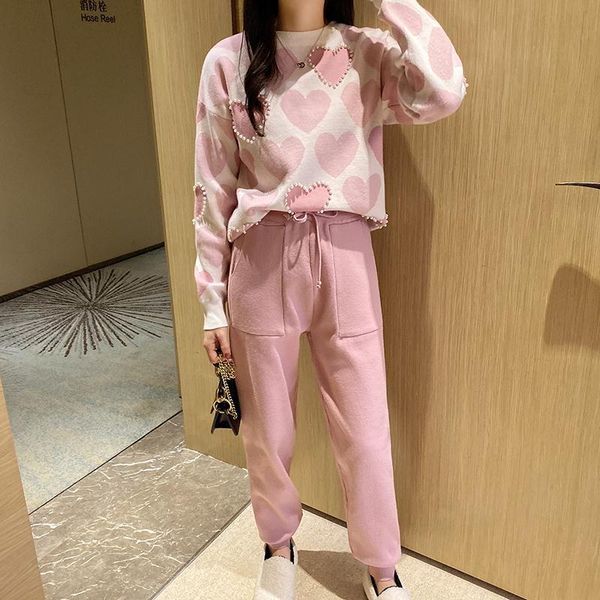 autumn knitted love pinted 2 piece sets women pearl beading outfits long sleeve sweater + harem pants korean tracksuit women's tracksu, Gray
autumn knitted love pinted 2 piece sets women pearl beading outfits long sleeve sweater + harem pants korean tracksuit women's tracksu, Gray