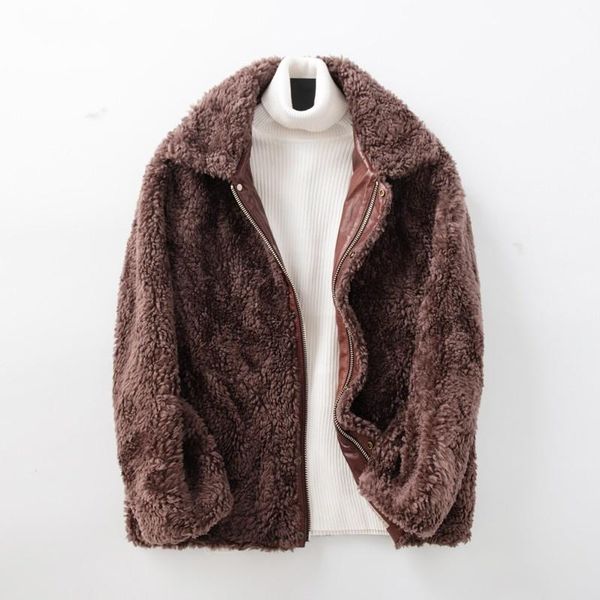 men's leather & faux fur real jacket men short slim fit casual lamb wool coat pockets sheep man fashion outwear coats 4xl, Black
men's leather & faux fur real jacket men short slim fit casual lamb wool coat pockets sheep man fashion outwear coats 4xl, Black