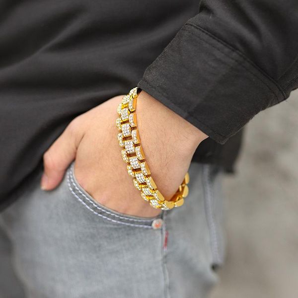 link, chain hip hop rap iced out 12mm miami cuban curb link watch bracelet men rhinstones punk/goth style bangle jewelry gifts, Black
link, chain hip hop rap iced out 12mm miami cuban curb link watch bracelet men rhinstones punk/goth style bangle jewelry gifts, Black