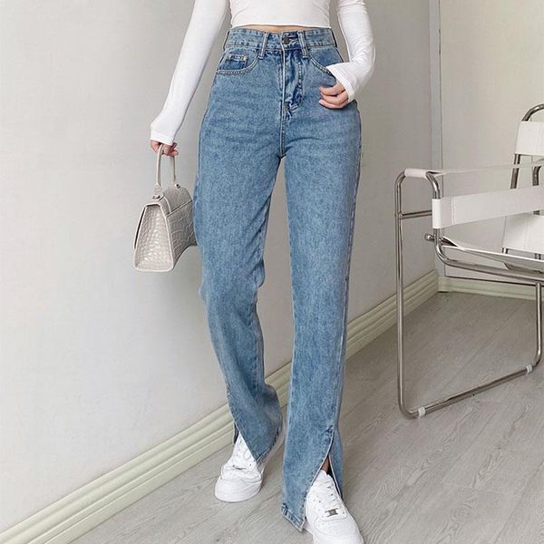 womens straight jeans wide leg denim pants vintage high waisted split hem mom trousers distressed 2021 fashion streetwear baggy women's, Blue
womens straight jeans wide leg denim pants vintage high waisted split hem mom trousers distressed 2021 fashion streetwear baggy women's, Blue