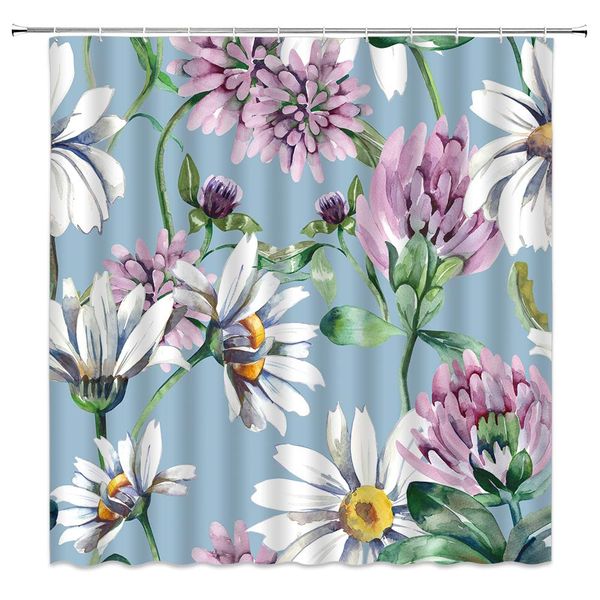 watercolor floral shower curtain decor white daisy pink flower blooming bud leaf spring plant hand painted style green fabric
watercolor floral shower curtain decor white daisy pink flower blooming bud leaf spring plant hand painted style green fabric