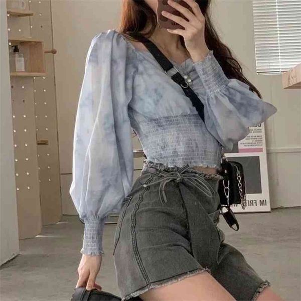 elegant long sleeve summer spring blouse shirt women tie dye crop pink short blusas de mujer 210427, White
elegant long sleeve summer spring blouse shirt women tie dye crop pink short blusas de mujer 210427, White