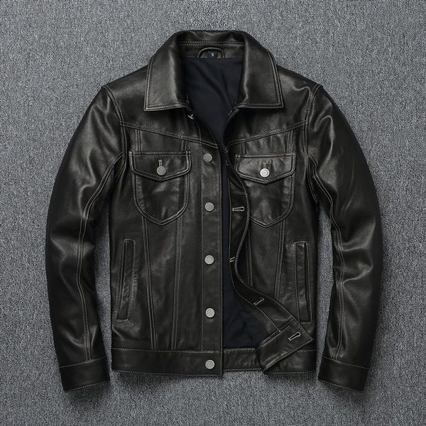 men's leather & faux .classic us casual style thin horsehide jacket.fashion slim quality coat. brand cloth, Black
men's leather & faux .classic us casual style thin horsehide jacket.fashion slim quality coat. brand cloth, Black
