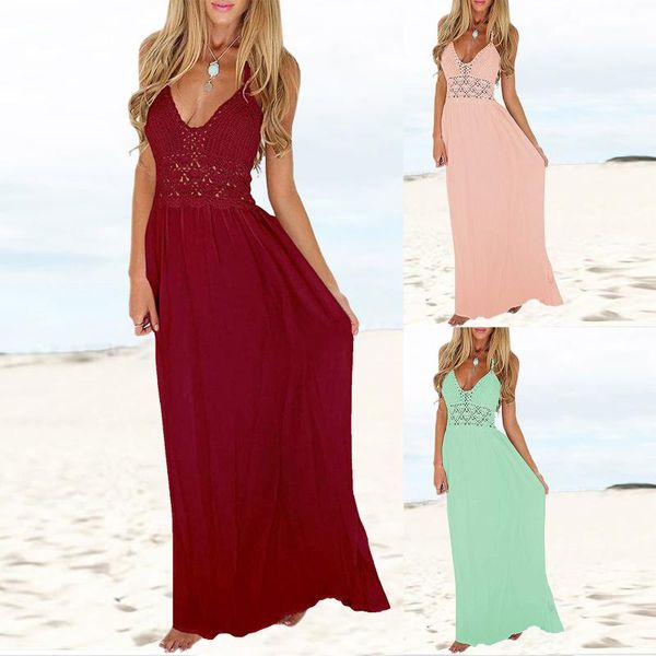 casual dresses women's summer dress solid plus size hollow out knitting halter sleeveless v-neck long sukienki damskie beach, Black;gray
casual dresses women's summer dress solid plus size hollow out knitting halter sleeveless v-neck long sukienki damskie beach, Black;gray