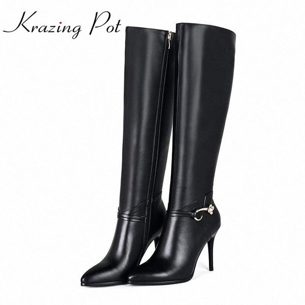 krazing pot winter shoes solid zipper pointed toe thin high heels genuine leather plus size fashion knee high boots l92 e969#, Black
krazing pot winter shoes solid zipper pointed toe thin high heels genuine leather plus size fashion knee high boots l92 e969#, Black