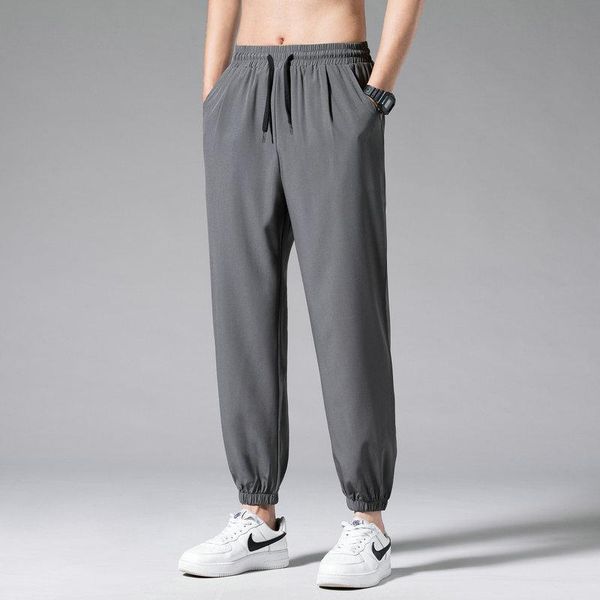 men's pants summer lightweight breathable fashion nine-point casual ice silk elastic waist trousers, Black
men's pants summer lightweight breathable fashion nine-point casual ice silk elastic waist trousers, Black