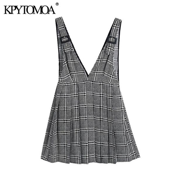 women fashion pleated houndstooth pinafore skirt vintage v neck side zipper adjustable straps female skirts mujer 210420, Black
women fashion pleated houndstooth pinafore skirt vintage v neck side zipper adjustable straps female skirts mujer 210420, Black