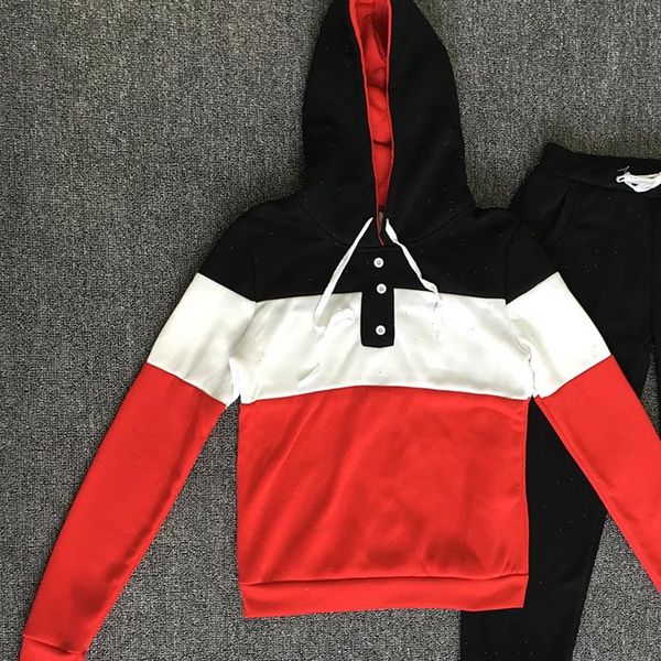 2pcs casual sports suit color womens tracksuits block buttons hoodie ankle tie long pants, Gray
2pcs casual sports suit color womens tracksuits block buttons hoodie ankle tie long pants, Gray