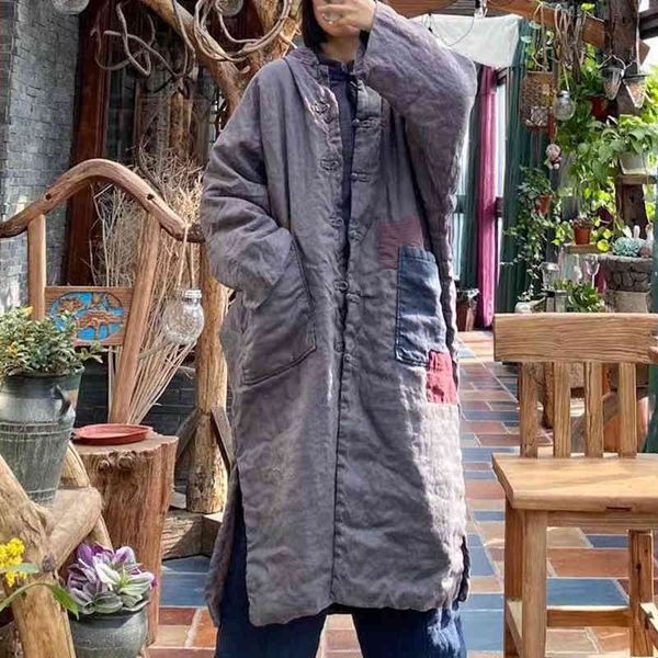 johnature women warm linen o-neck patchwork parkas long robes spring loose women vintage high split retro 210521, Black
johnature women warm linen o-neck patchwork parkas long robes spring loose women vintage high split retro 210521, Black