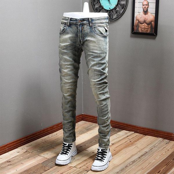 men's jeans italian style fashion men retro yellow blue elastic slim fit ripped vintage designer casual stretch denim pants
men's jeans italian style fashion men retro yellow blue elastic slim fit ripped vintage designer casual stretch denim pants