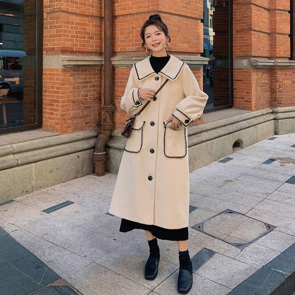 women's wool & blends herstory women coat button patchwork pocket slim fashion chic female autumn and winter coats puff sleeve woolen, Black
women's wool & blends herstory women coat button patchwork pocket slim fashion chic female autumn and winter coats puff sleeve woolen, Black