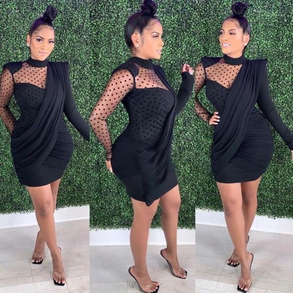 autumn est women dress mesh polka dots patchwork o-neck long sleeve pleated bodycon mini dresses for nightclub party casual, Black;gray
autumn est women dress mesh polka dots patchwork o-neck long sleeve pleated bodycon mini dresses for nightclub party casual, Black;gray