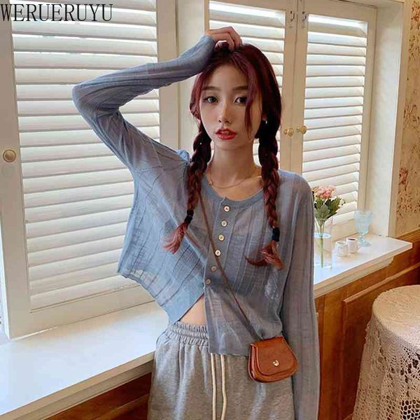 werueruyu thin cardigan women summer long sleeve knitted sweater white o-neck sunscreen cardigan loose 210608, White;black
werueruyu thin cardigan women summer long sleeve knitted sweater white o-neck sunscreen cardigan loose 210608, White;black