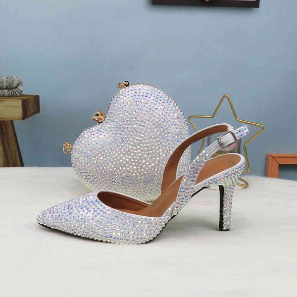 dress shoes arrival heart white ab bling pointed toe wedding and bag woman high pumps thin heel party slingbacks 6cgs, Black
dress shoes arrival heart white ab bling pointed toe wedding and bag woman high pumps thin heel party slingbacks 6cgs, Black
