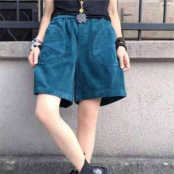 summer korean style women loose cotton corduroy big pocket wide leg pants casual elastic waist knee length w102 210512, Black;white
summer korean style women loose cotton corduroy big pocket wide leg pants casual elastic waist knee length w102 210512, Black;white