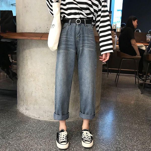 women's jeans make restoring ancient ways of tall waist edge straight show thin wide-legged pants, Blue
women's jeans make restoring ancient ways of tall waist edge straight show thin wide-legged pants, Blue