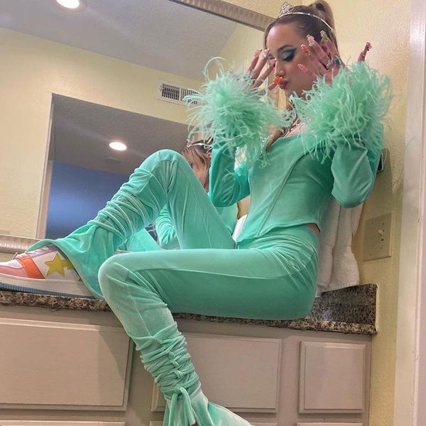 women's two piece pants zoctuo velvet 2 set women feather diamonds printing trousers suit for girls legging and long sleeve sets solid, White
women's two piece pants zoctuo velvet 2 set women feather diamonds printing trousers suit for girls legging and long sleeve sets solid, White